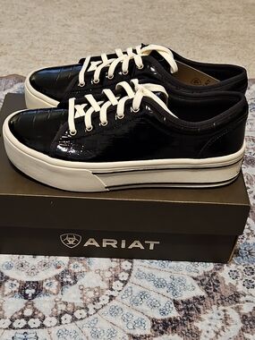 Ariat Black Patent Platform Sneakers with White Soles